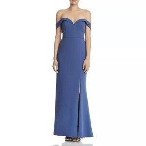 OFF THE SHOULDER AIDAN MATTOX SZ 6 BLUE GOWN